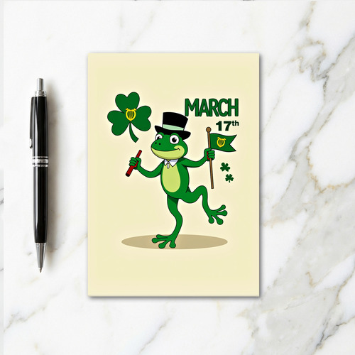 Green Frog Irish Harp Card