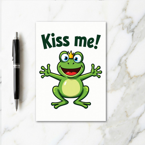 Green Frog Prince Kiss Card