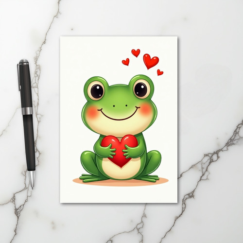 Green Frog Valentines Day Card