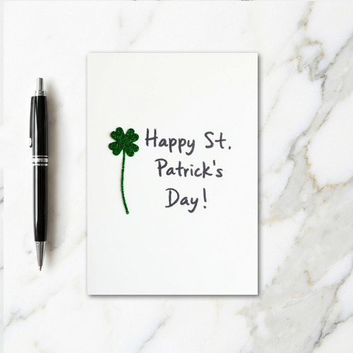 Green Glitter Clover Card