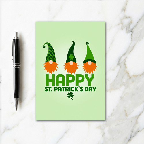 Green Gnome Shamrock Pattern Card
