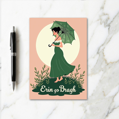 Green Gown Woman Profile Art Card