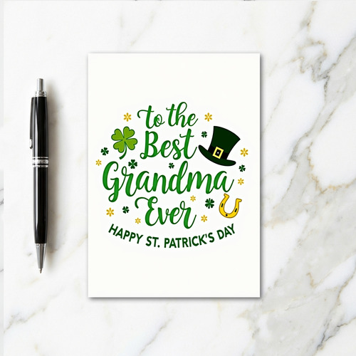 Green Grandma Clover Pattern Card