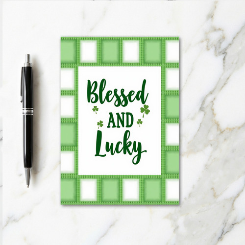 Green Grid Blessed Lucky Card