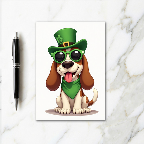 Green Hat Beagle Holiday Card