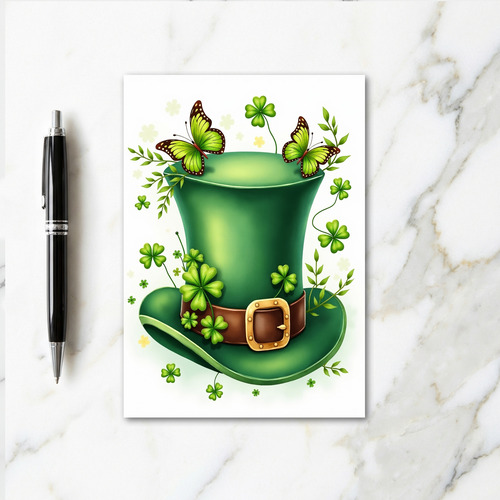 Green Hat Butterflies Scene Card