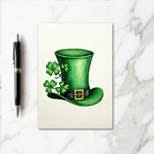 Green Hat Clover Pattern Card