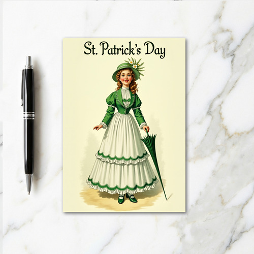 Green Hat Girl Holiday Card