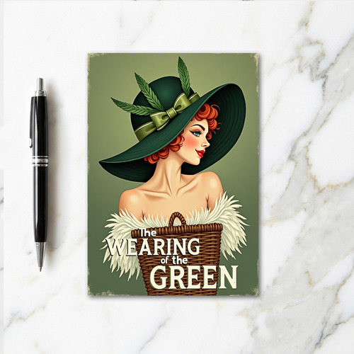 Green Hat Pinup Art Card