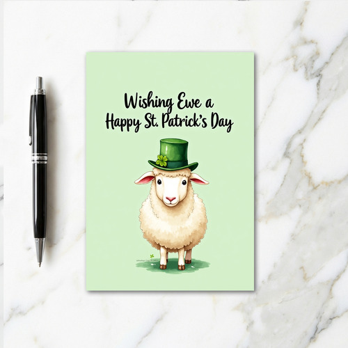 Green Hat Sheep Happy St Patricks Card