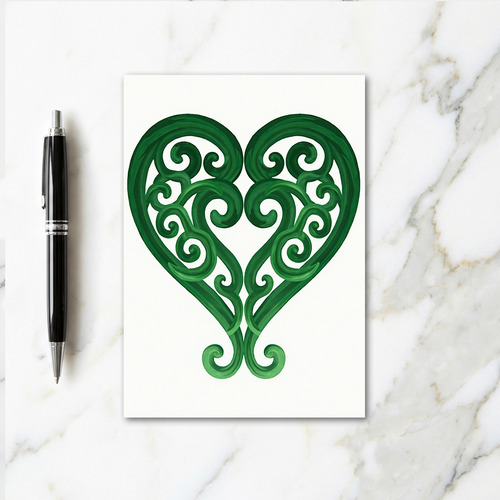 Green Heart Art Nouveau Style Card