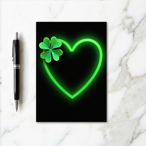 Green Heart Clover Luck Card