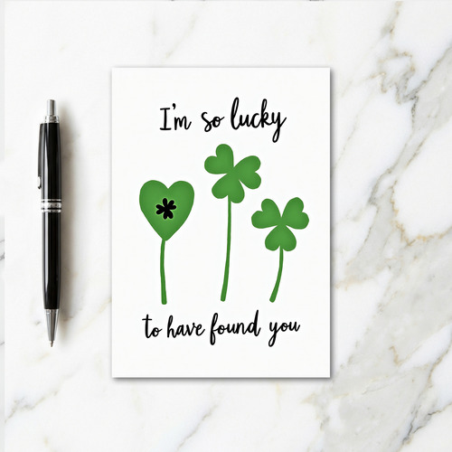 Green Heart Clover Lucky Card