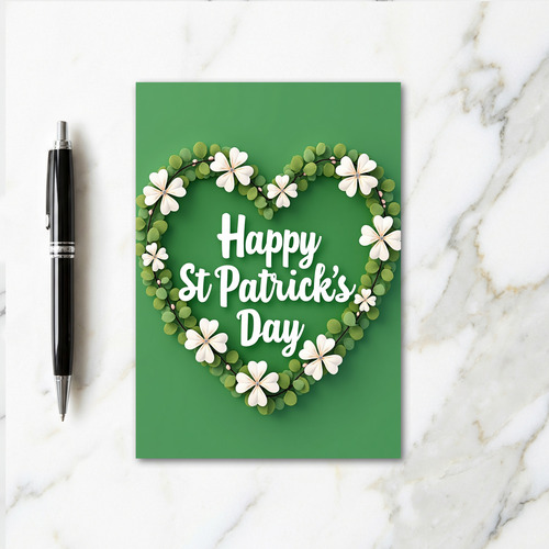 Green Heart Clover Pattern Card