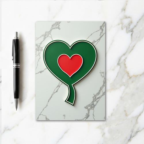 Green Heart Love Art Card