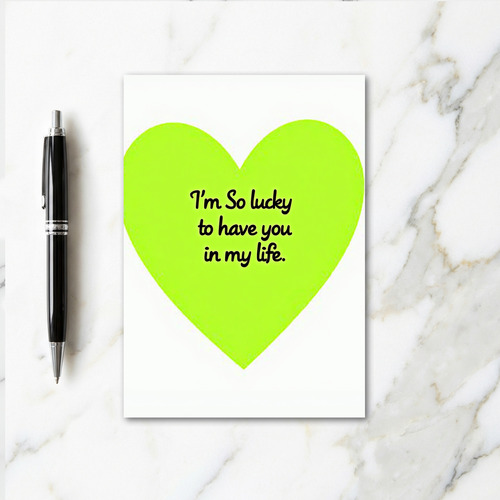 Green Heart Lucky Love Card