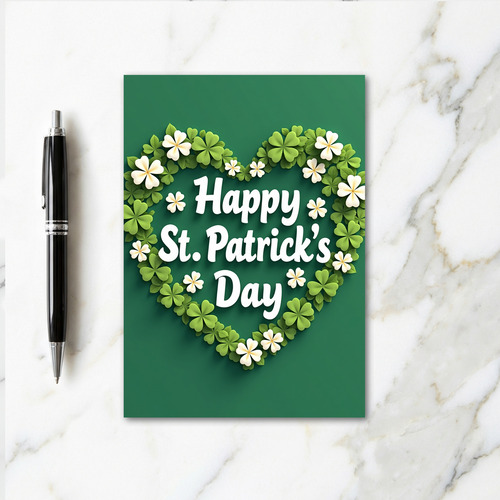 Green Heart Shamrock Card