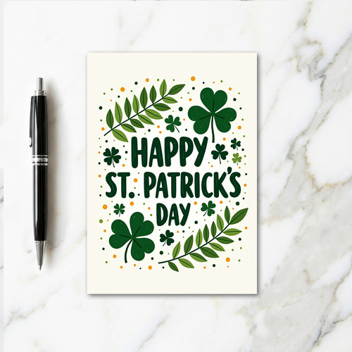 Green Leaf Dots Happy St Patricks Card