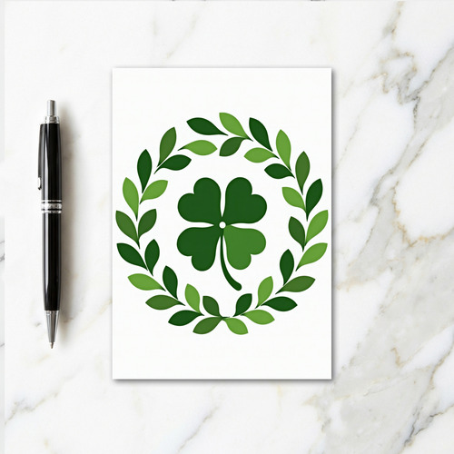 Green Leaf Pattern Good Luck Card