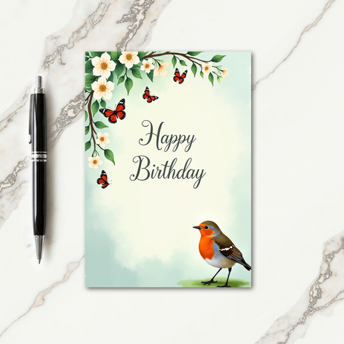 Green Leafy Birthday Card