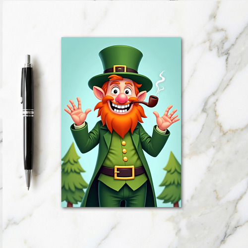Green Leprechaun Irish Luck Card