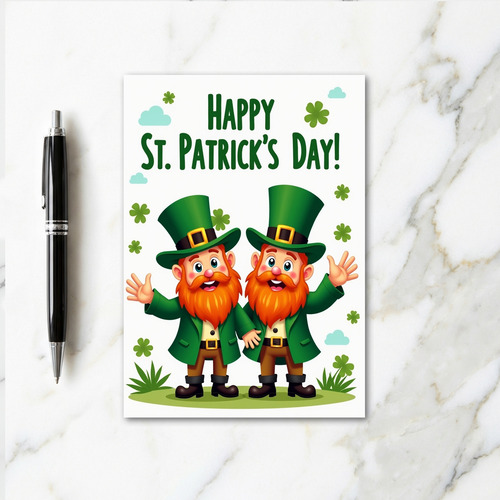 Green Leprechaun Pattern Holiday Card