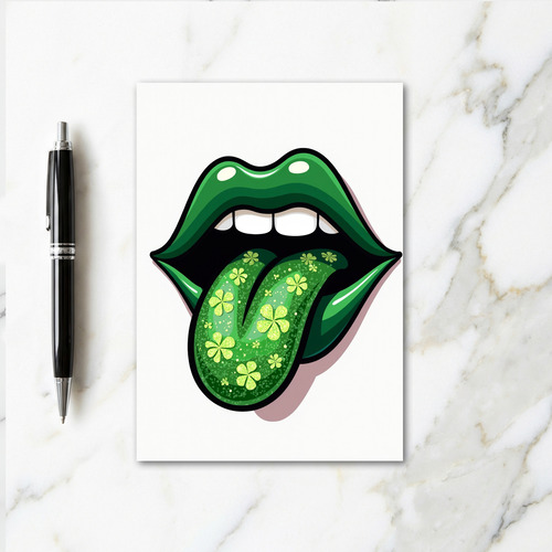 Green Lips Shamrock Luck Card