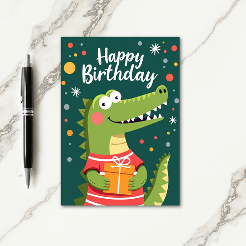 Green Lizard Birthday Card