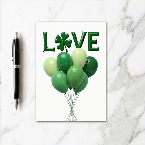 Green Love Balloons Card