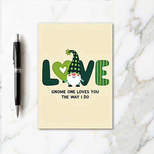 Green Pattern Love Gnome Card