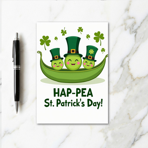 Green Peas Pattern Saint Patricks Card
