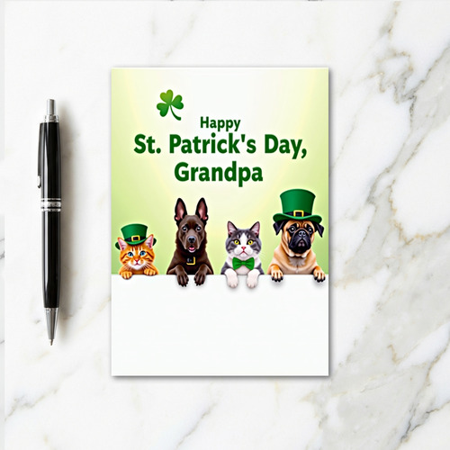 Green Pets Shamrock Grandpa Card