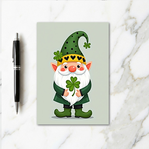 Green Polka Dot Gnome Card