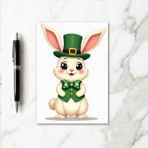 Green Rabbit Shamrock Pattern Card