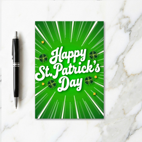 Green Radial Burst Holiday Card