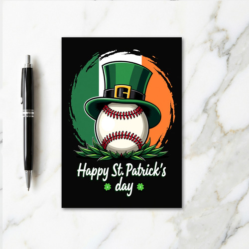 Green Shamrock Baseball Pattern Card