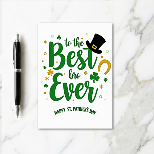 Green Shamrock Best Bro Card