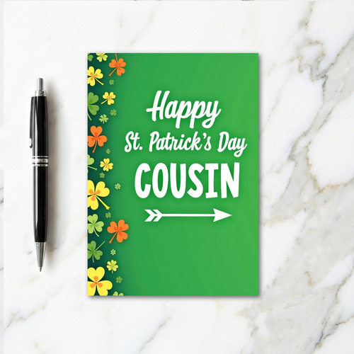 Green Shamrock Cousin Card