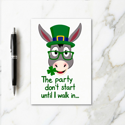 Green Shamrock Donkey Fun Card