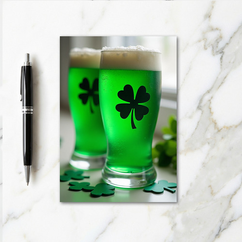 Green Shamrock Drinks Pattern Card