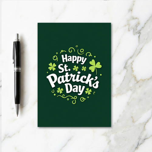 Green Shamrock Pattern Day Card