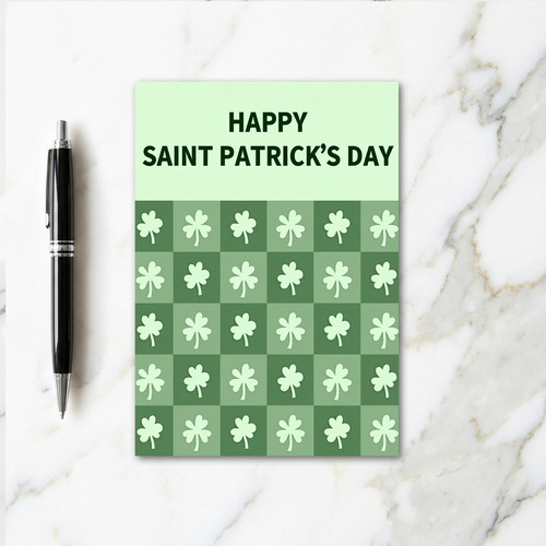 Green Shamrock Pattern Holiday Card