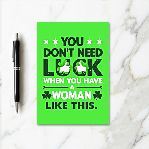 Green Shamrock Woman Card