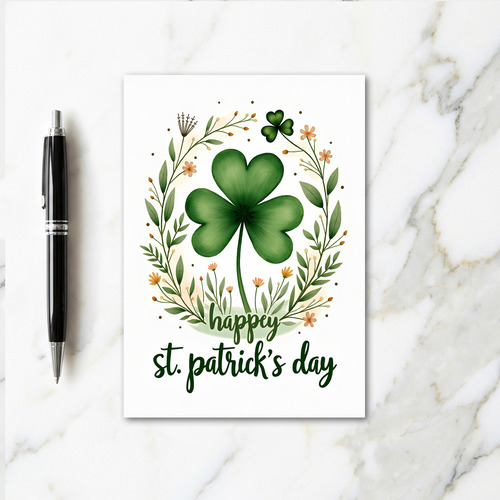 Green Shamrock Wreath Card