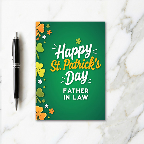 Green Shamrocks Father In Law Card