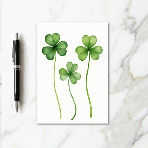 Green Shamrocks Faux Gold Foil Card
