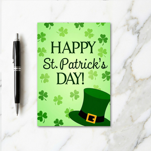Green Shamrocks Happy Day Card