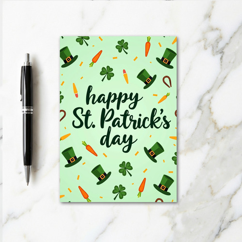 Green Shamrocks Happy St Patricks Card