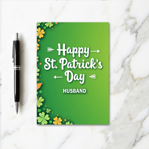 Green Shamrocks Husband Card