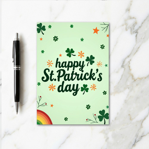 Green Shamrocks Pattern St Patricks Card